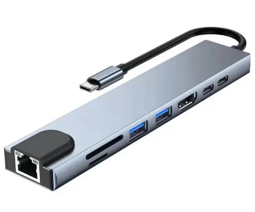 Хаб USB 8в1 Type-C 3.1 4K HDMI RJ45 SD